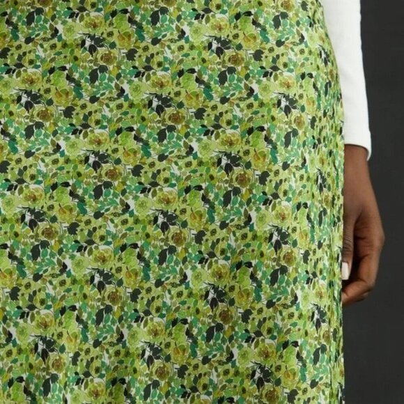 💕FAVORITE DAUGHTER💕 The Gwen Satin Midi Skirt ~ Green Floral Print XL NWOT - Picture 7 of 16